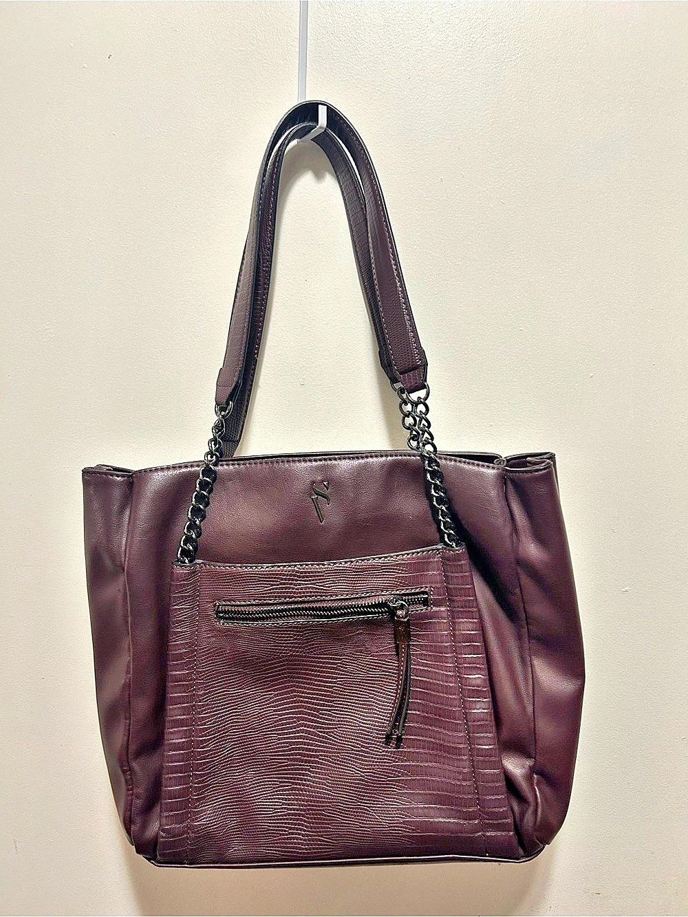 Simply Vera Wang Faux Leather Chain Strap Tote in Purple